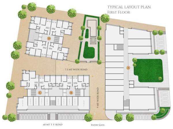  dev-aashish-pride-and-plaza Tower A, B, C And D First Floor Cluster Plan