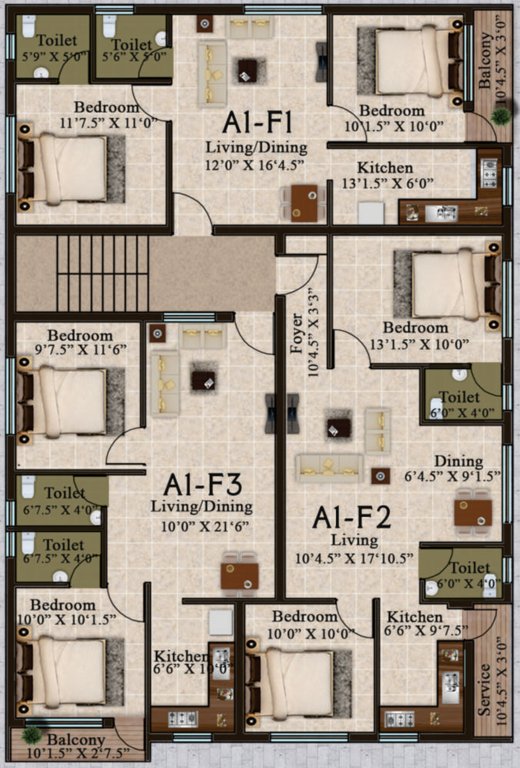  shri vaaru Tower A1 Cluster Plan for 1st Floor