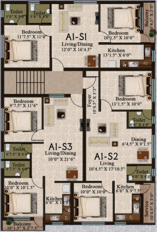  shri vaaru Tower A1 Cluster Plan for 2nd Floor