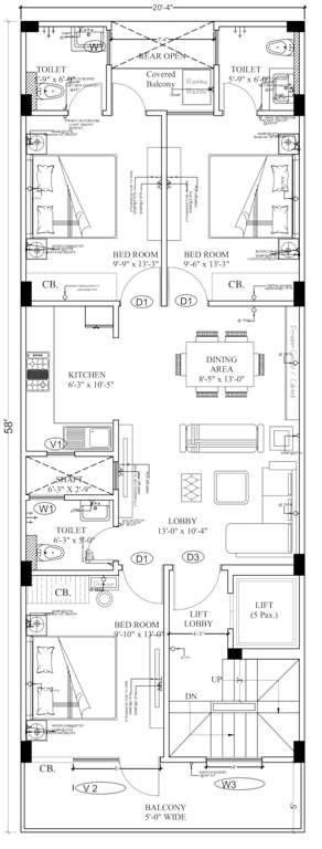  homes 1 Homes 1 Cluster Plan from 1st to 4th Floor