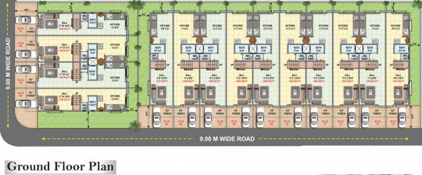  row-bunglow Typical Ground Floor Plan