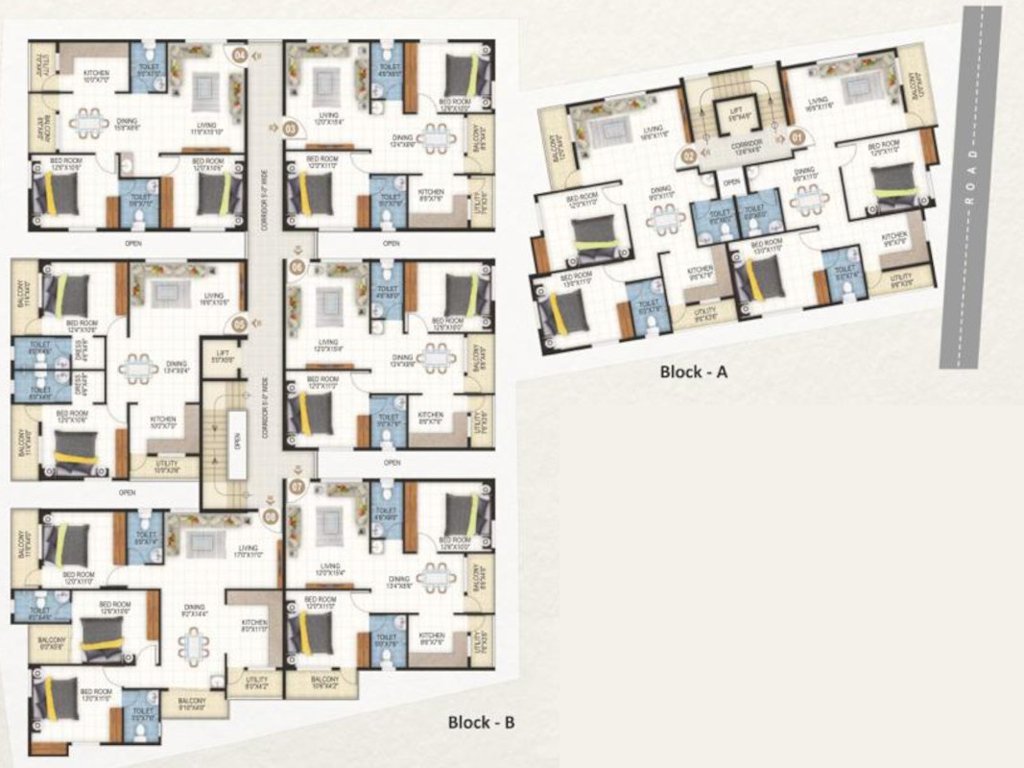  ramaiah arcader A And B  Cluster Plan from 1st to 4th Floor