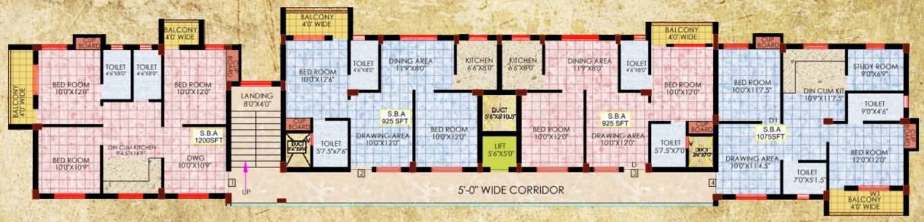 kaushal garden Block C Typical Cluster Plan