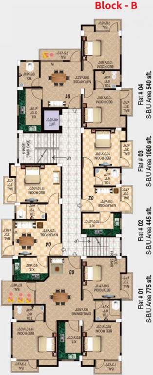  pm city Typical Floor Plan Of Block B 