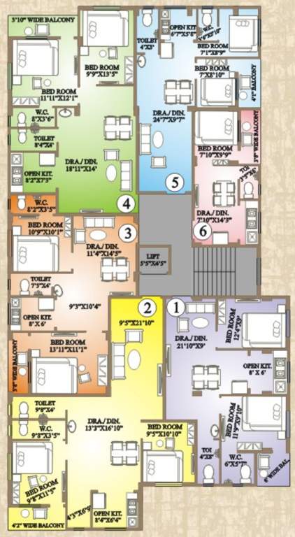  meghna green residency Block A Cluster Plan from 1st to 6th Floor