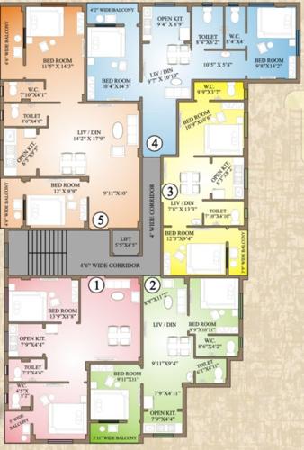  meghna-green-residency Block B Cluster Plan from 1st to 6th Floor