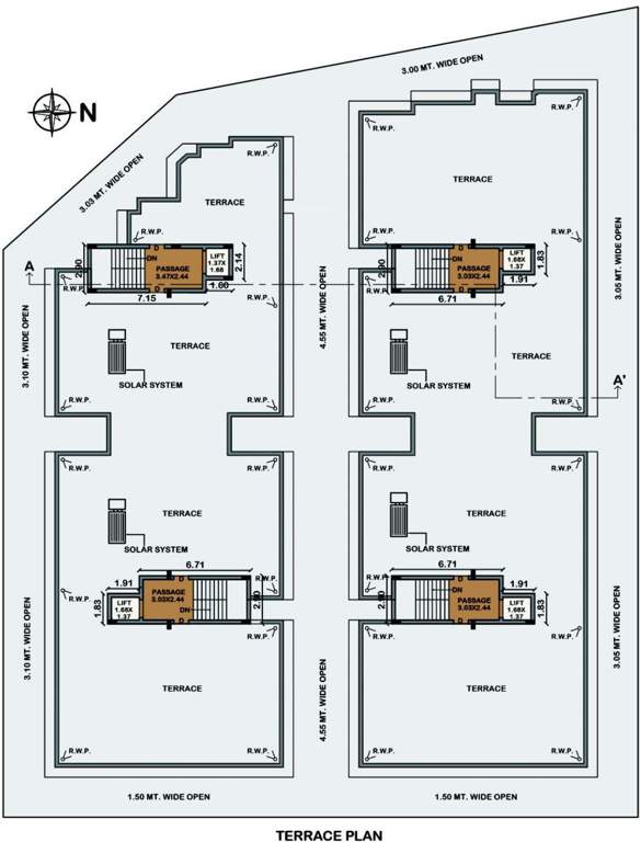  royals Wing A1, A1, A2, B1 And B2 Terrace Cluster Plan
