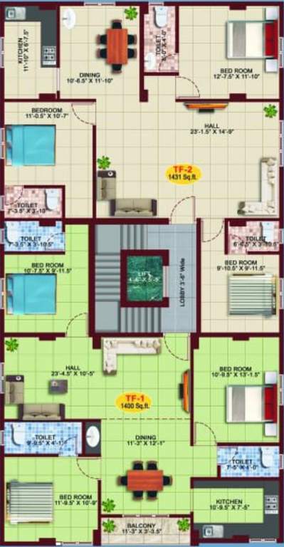  sabari sasta Typical Floor Plan Of  Sabari Sasta Cluster Plan