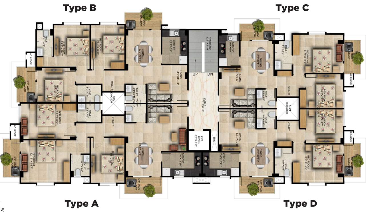  debi residency Typical Floor Plan Of Debi Residency from 1st to 6th Floor