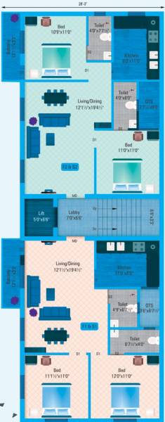  vedas Ashwanth Vedas Cluster Plan from 1st to 2nd Floor