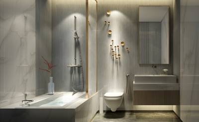 Bathroom blue-waves-tower Bathroom