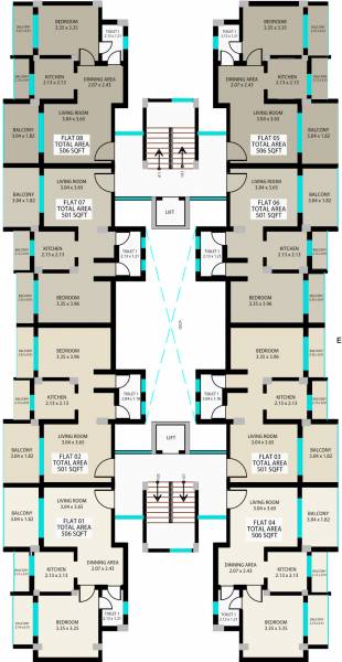  tej A Wing Cluster Plan from 1st to 4th Floor
