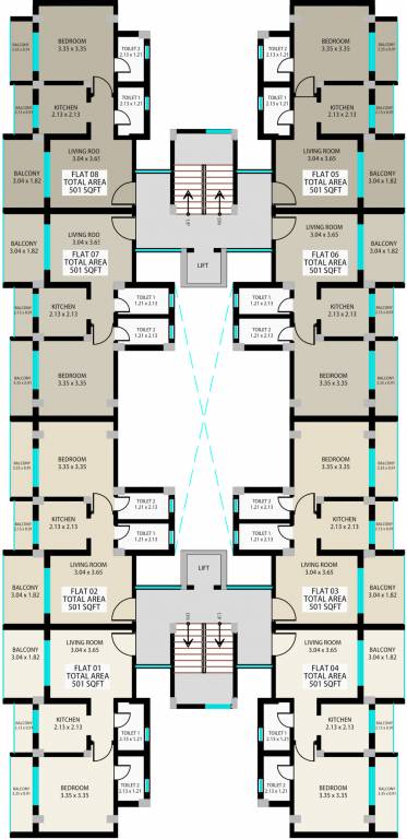  tej B Wing Cluster Plan from 1st to 4th Floor