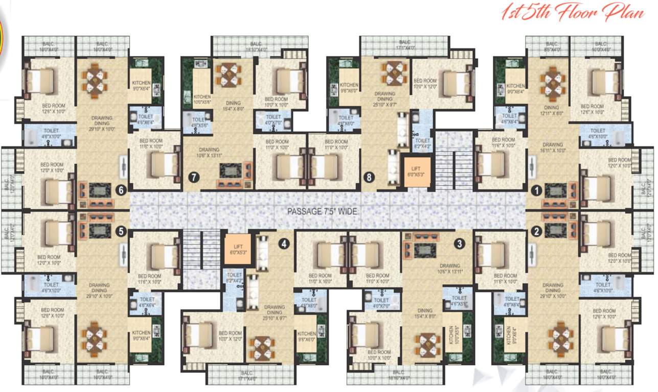  usha palace Usha Palace Cluster Plan from 1st to 5th Floor