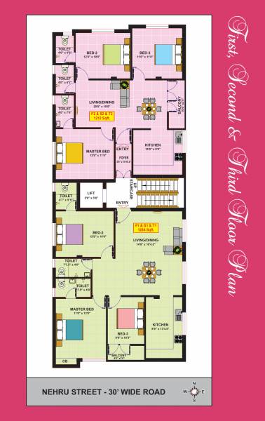 vijay Tower A Cluster Plan from 1st to 3rd Floor