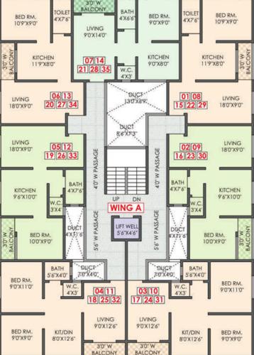  ovi-yuga-residency Wing A Cluster Plan From 1st To 5th Floor