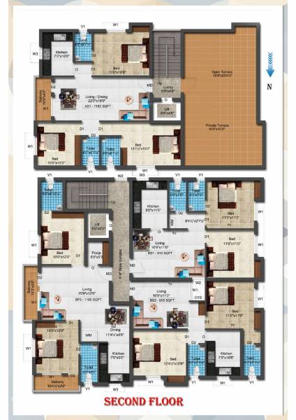 sri-sai-elite Tower 1 & 2 Cluster Plan for 2nd Floor