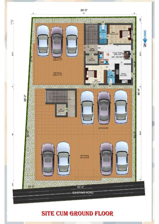  sri sai elite Tower 1 & 2 Cluster Plan for ground Floor