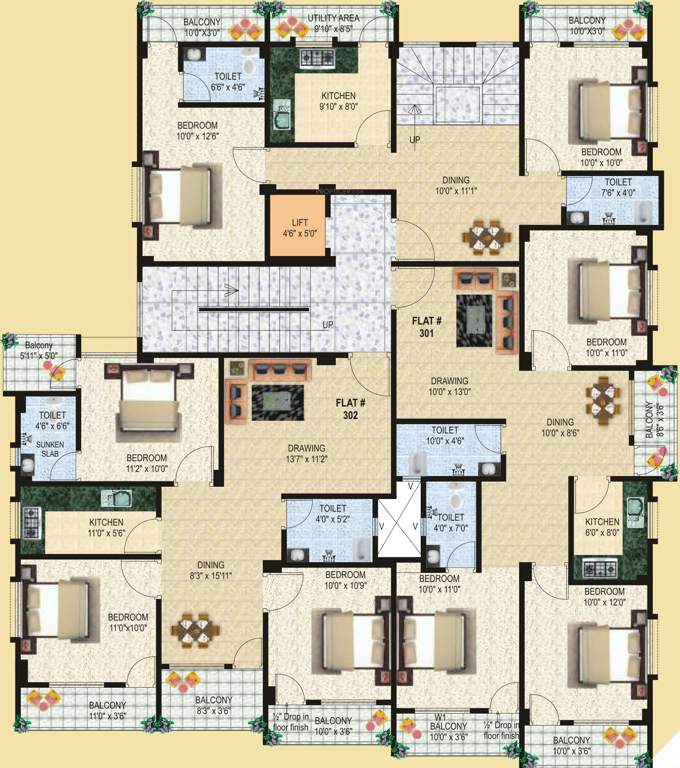  surendra sunrise enclave Typical 3rd Floor Plan Of Surendra Sunrise Enclave