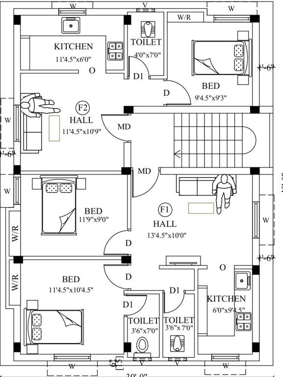  sai krishna flats Sai Krishna Flats Cluster Plan For 1st Floor