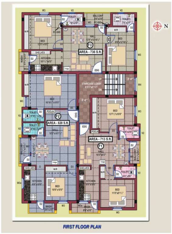  seetha homes Seetha Homes Cluster Plan for 1st Floor