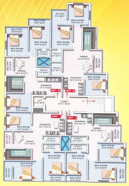  hills Block B Typical Cluster Plan From 1st to 5th Floor