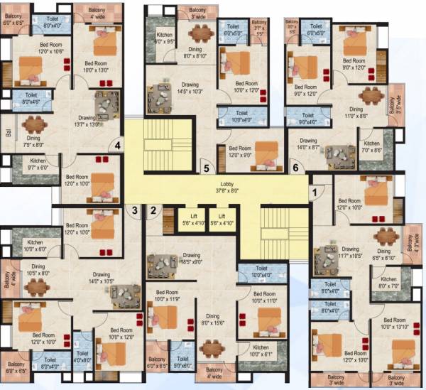  vindhya-bliss Tower A Cluster Plan From 1st To 5th Floor