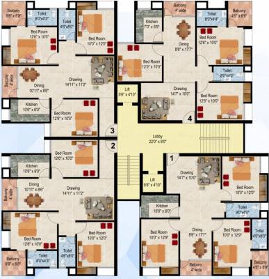  vindhya-bliss Tower B Cluster Plan From 1st To 5th Floor