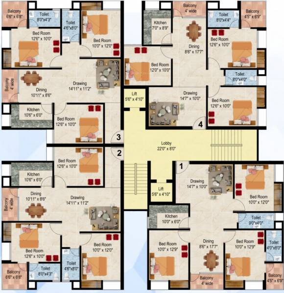  vindhya-bliss Tower B Cluster Plan From 1st To 5th Floor