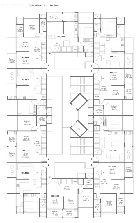  montana phase 6 Typical Floor 7th And 13th Plan