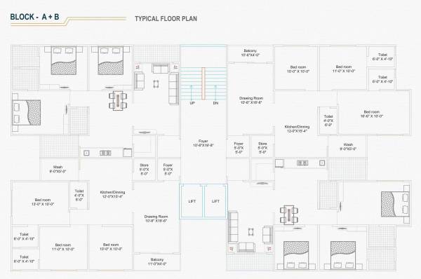  prime-hill Block A & B Cluster Plan For Typical  Floor