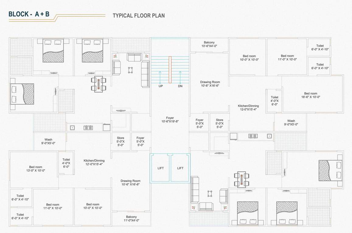  prime hill Block A & B Cluster Plan For Typical  Floor