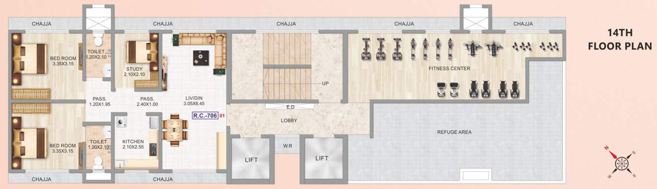  navrang chsl Navrang CHSL Cluster Plan for 14th Floor Typical 