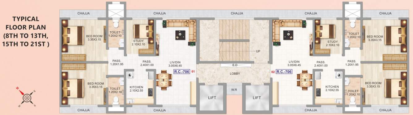  navrang chsl Navrang CHSL Cluster Plan from 8th to 21th Floor Typical 