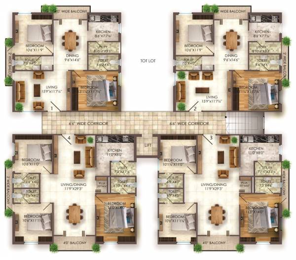  eesha Pranathi Eesha Cluster Plan from 1st to 5th Floor