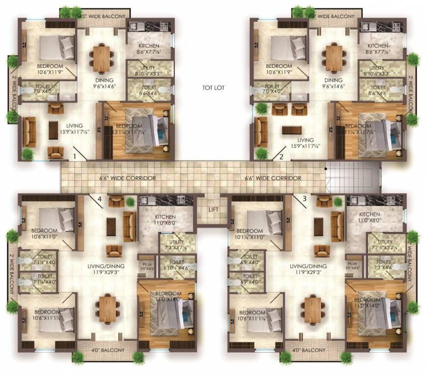  eesha Pranathi Eesha Cluster Plan from 1st to 5th Floor