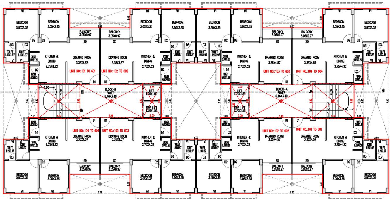  tirth Tower A And B Cluster Plan from 1st to 6th Floor