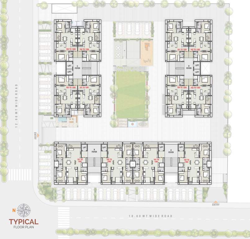  sargam A, B, C And D Cluster Plan from 1st to 13th Floor
