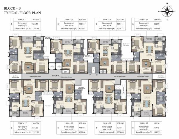  kochars-neetu-arjun-garden Block B Cluster Plan for Typical Floor