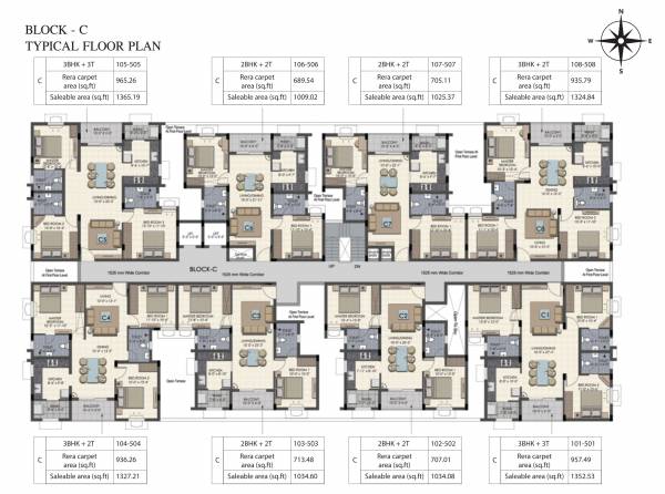  kochars-neetu-arjun-garden Block C Cluster Plan for Typical Floor