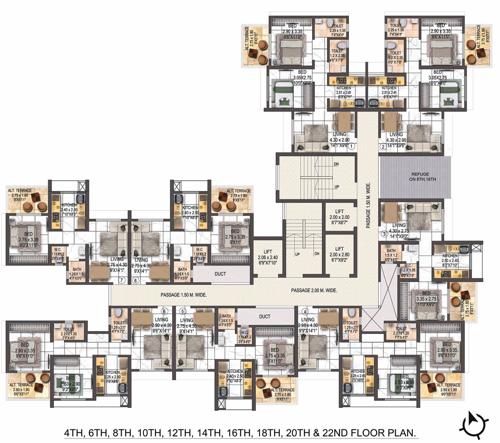  balaji-krishna Balaji Krishna Cluster Plan for 4th, 6th, 8th, 10th, 12th, 14th, 16th, 18th, 20th and 22nd Floor