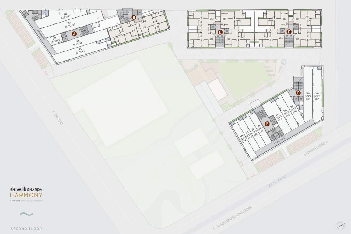  sharda harmony Block A To F Cluster Plan for 2nd Floor