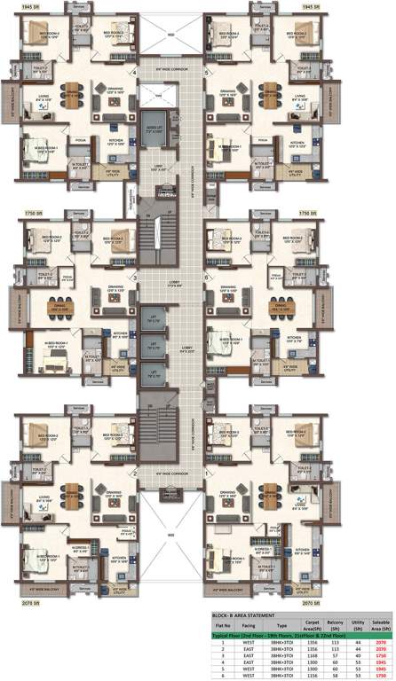  cyberscape Block B Cluster Plan from 2nd to 19th, 21th, 22th Floor