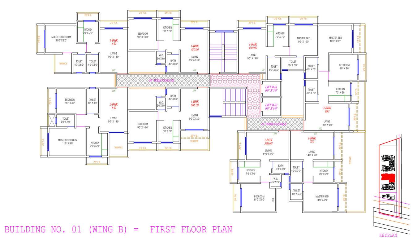  glenone Wing B Cluster Plan for 1st Floor