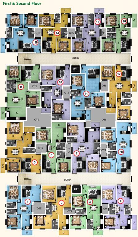 green garden Cluster Plan from 1st to 2nd Floor
