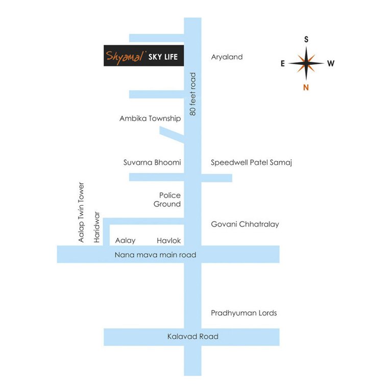 shyamal skylife tower 1 Location Plan