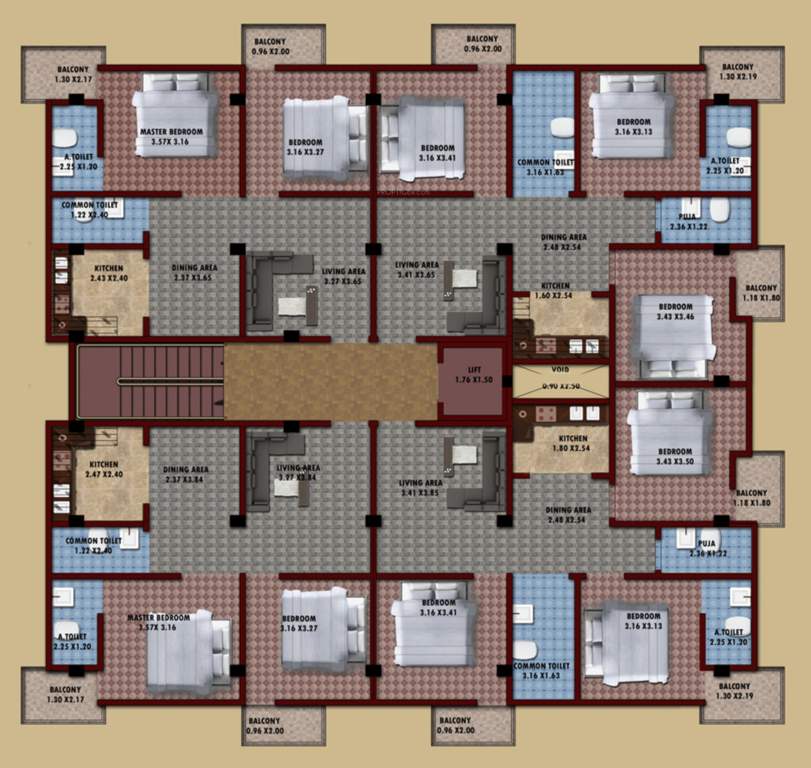chitra hari apartment Chitra Hari Apartment Cluster Plan from 1st to 3rd Floor
