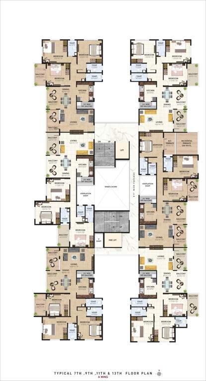  shree hari krushna heights Wing A Residenital Cluster Plan for 8th Floor
