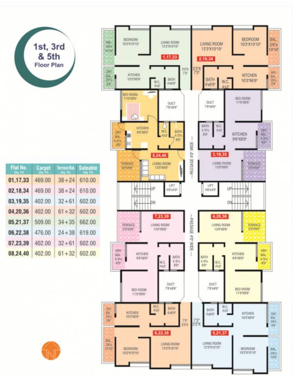  mayuri residency Typical Floor Plan for 1,3 and 5th floor