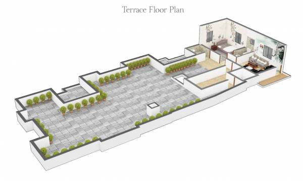  sagar DAC Sagar Cluster Plan Terrace Floor Plan 3D